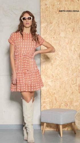 ABITO CON CINTURA ARANCIO BEIGE