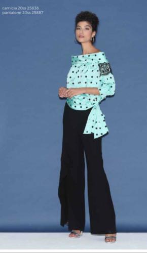 BLUSA POIS PIZZOPANTALONI TAGLIO VOLANT